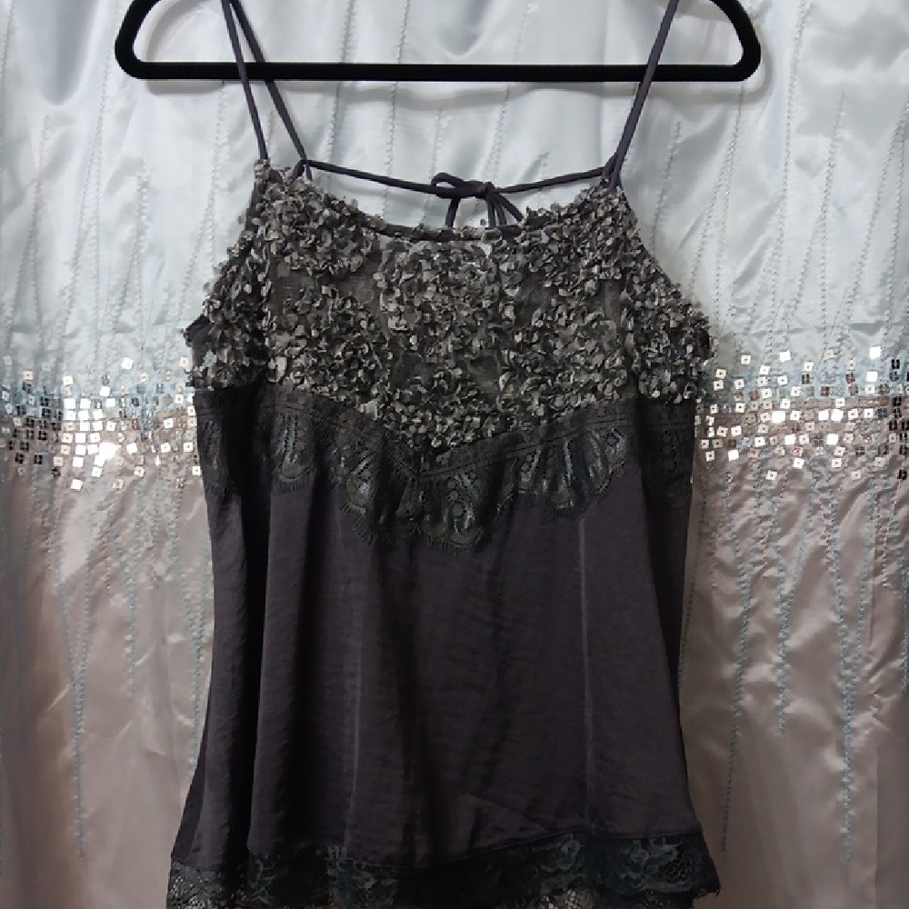 POL Black Embellished Camisole with Spaghetti Straps